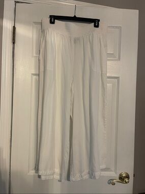 Saks Fifth Avenue White Wide-Leg Elastic Waist Pants